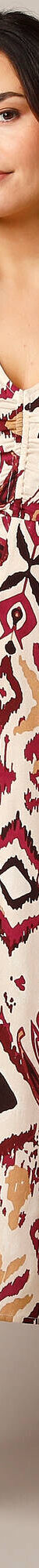 Robe longue col V, imprimé ikat (beige) Robe longue col V, imprimé ikat (beige)